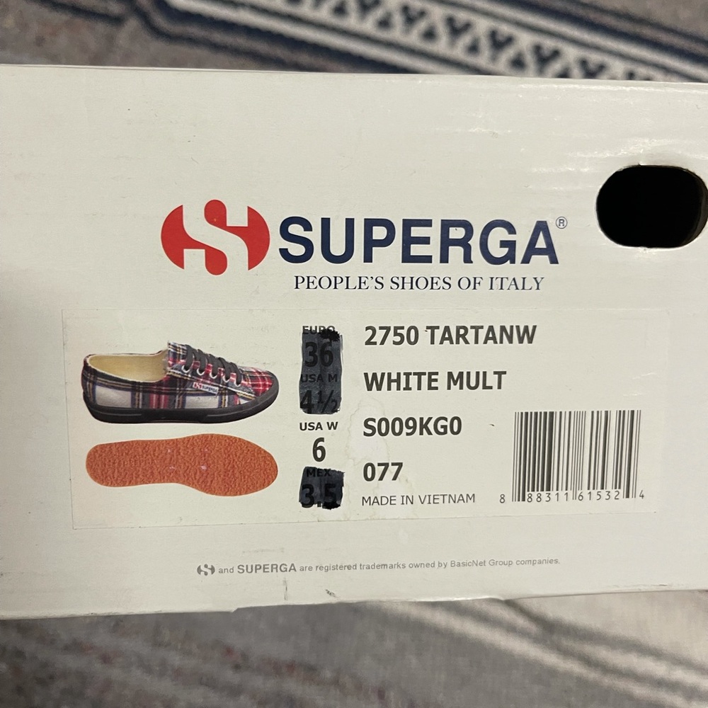 SUPERGA WHITE MULTI PLAID SNEAKERS NWT SZ 6 - Picture 7 of 7